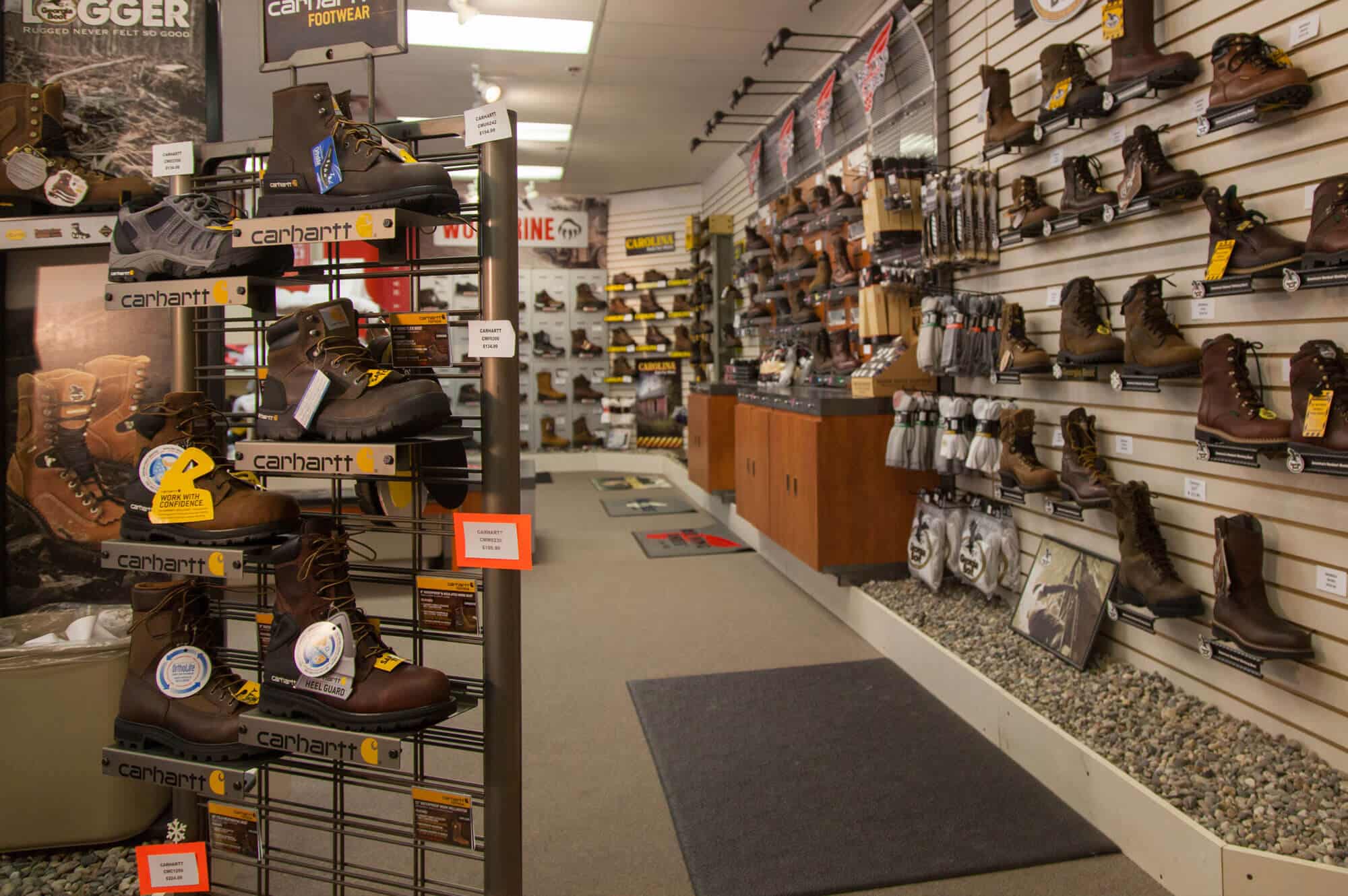 Action Industrial Supply Carhartt shoe store display