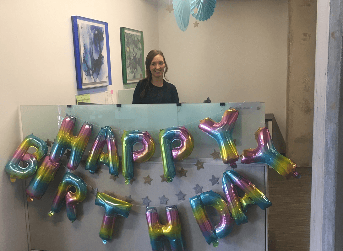 Kayla's Slager's office birthday decorations