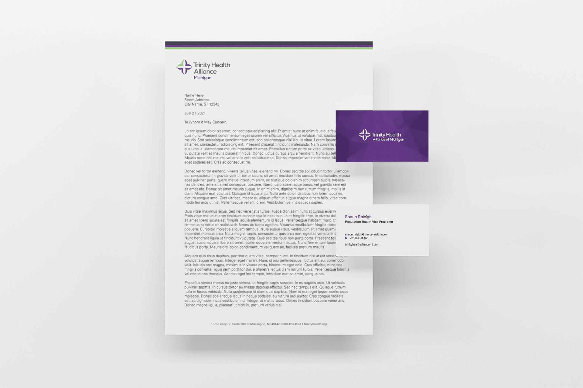 Trinity Health Alliance of Michigan: Stationery with New Brand