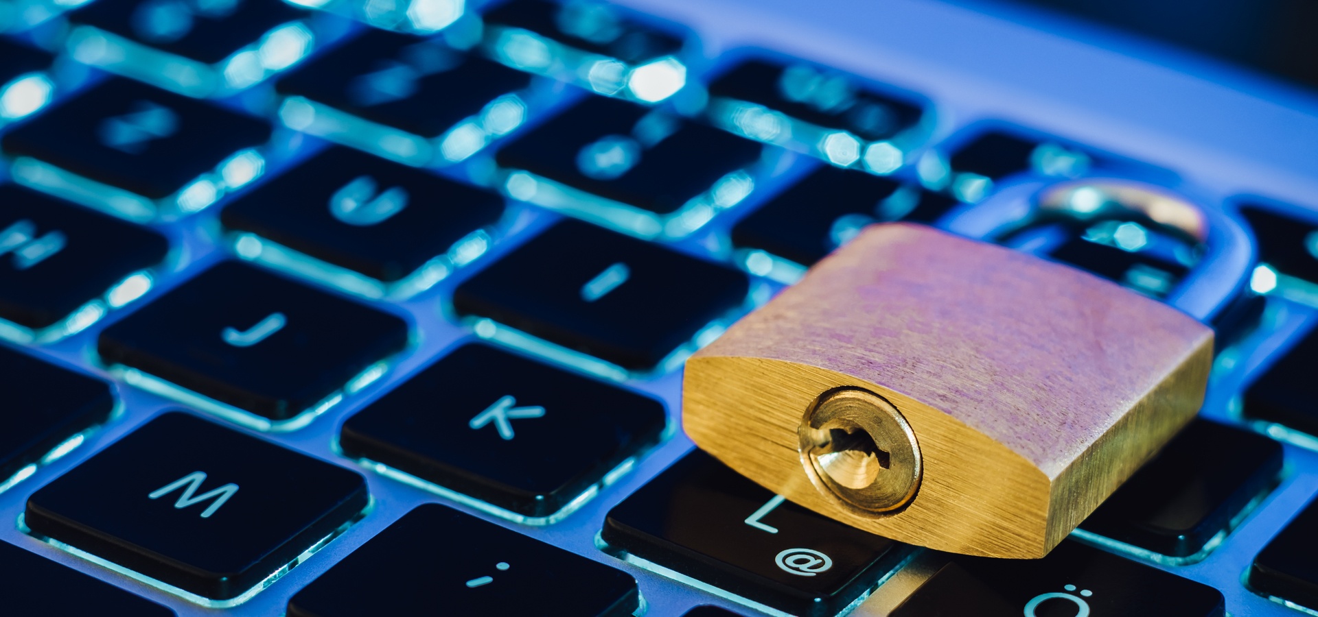 Padlock on top of computer keyboard