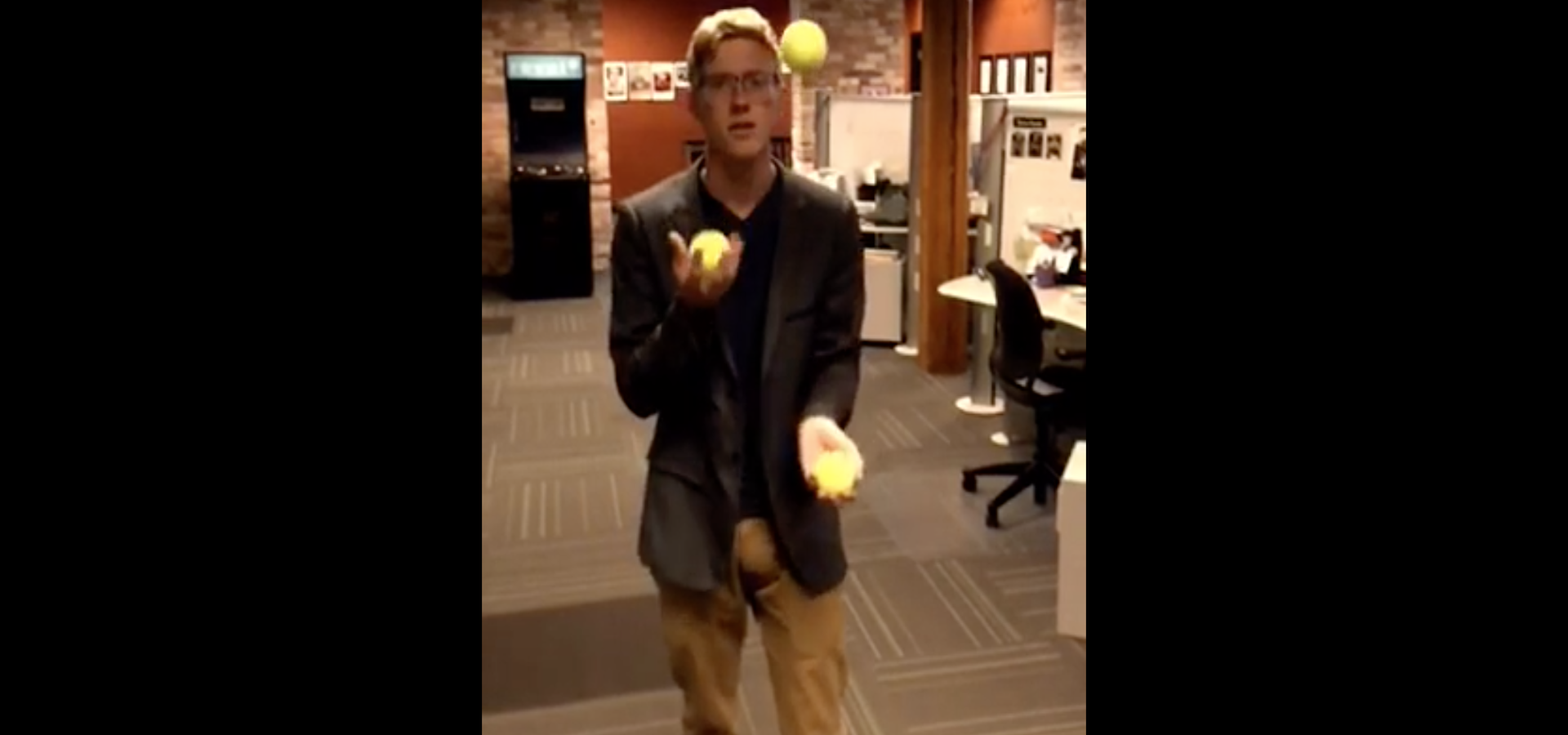 Intern Chuck juggling
