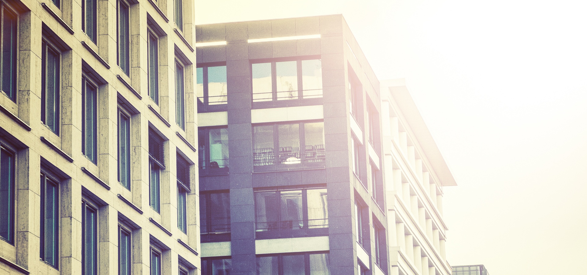 Apartment building exterior, upper floors