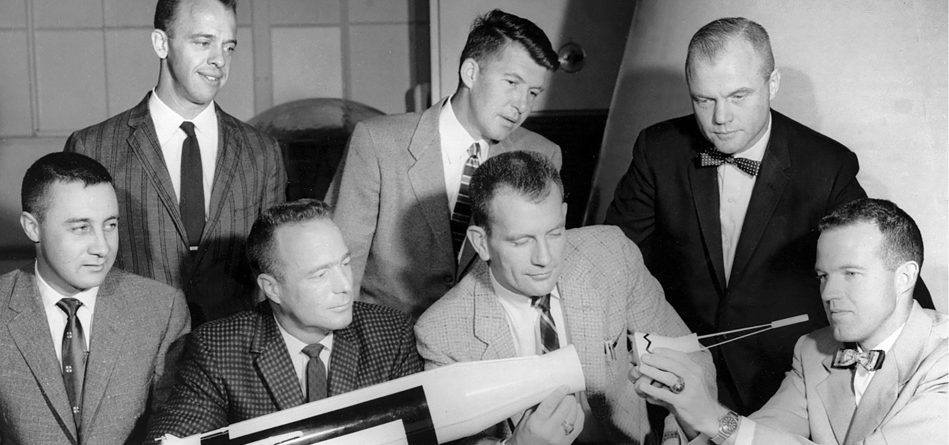 Original seven American astronauts in 1959